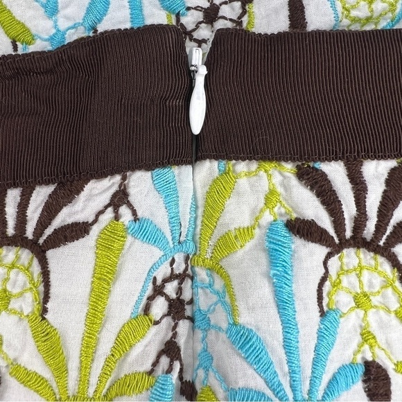 XS MILLY PENCIL SKIRT COTTON EMBROIDERED BOHO LINED BLUE TEAL WHITE GREEN - Picture 10 of 10